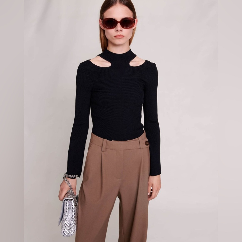 NWOT Maje Moseanna Mock Neck Cutout Top Sz S